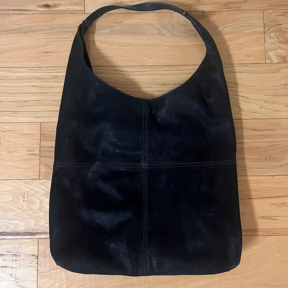 Garnet Hill Black Leather Hobo Bag - Picture 2 of 3